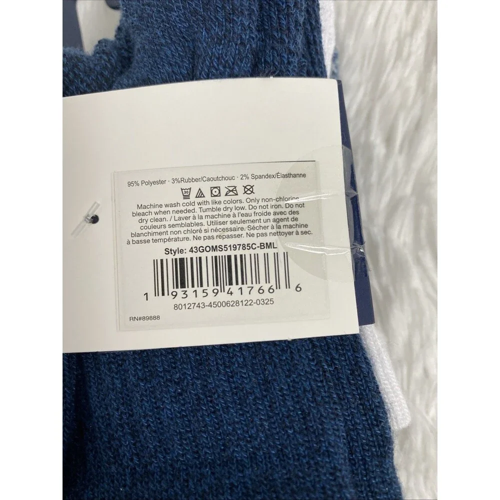 Gap Socks Men’s 6 Pair Navy Blue White Cushioned Mid Crews Casual Size 6-12